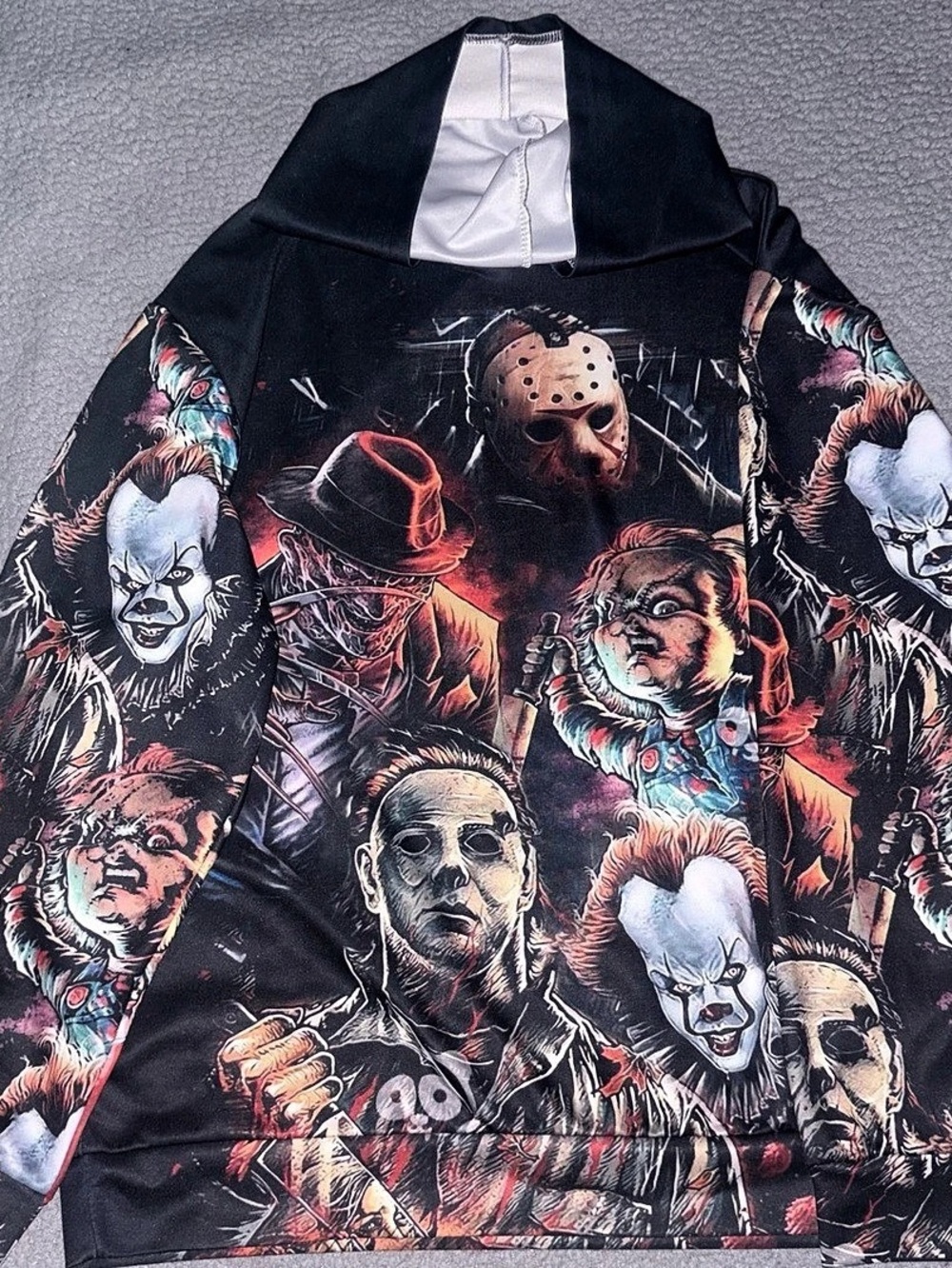 Horror Graphic Bomber Jacket in Black & Red Like New